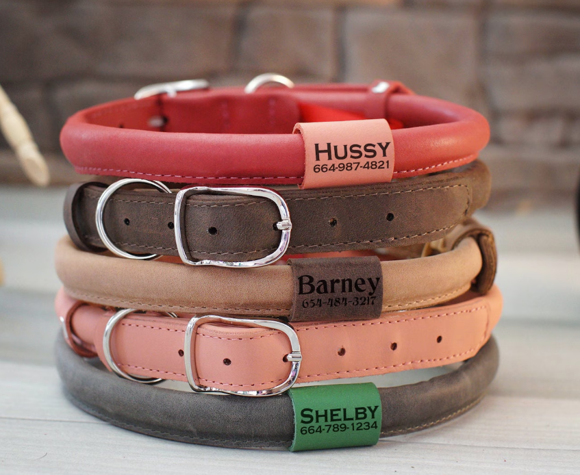 Adjustable Soft Leather Dog Collar